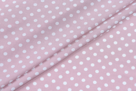 Ткань плательно-блузочная штапель, Maks Style, вискоза 100%, розовый принт горох, арт. MS- 1146 D-30 С-5