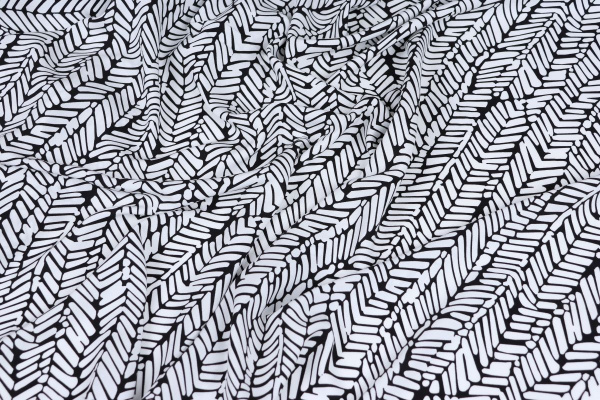 Ткань плательно-блузочная штапель, Maks Style, вискоза 100%, абстракция черно-белая, арт. MS- 1226 D- 15 C- 1