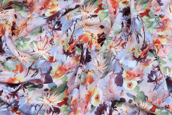 Ткань плательно-блузочная штапель, Maks Style, вискоза 100%, цветочный принт, арт. 3743 D-4