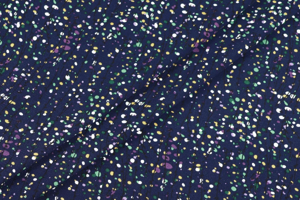 Ткань плательно-блузочная штапель, Maks Style, вискоза 100%, цвет ткани темно-синий, мелкий рисунок, арт. MS- 1226 D-32 C-4