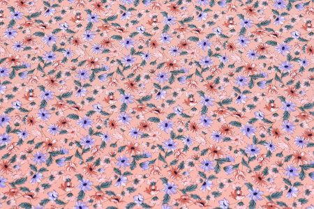 Ткань плательно-блузочная штапель, Maks Style, вискоза 100%, цветочный принт коралловый, арт. MS-1173 D-33