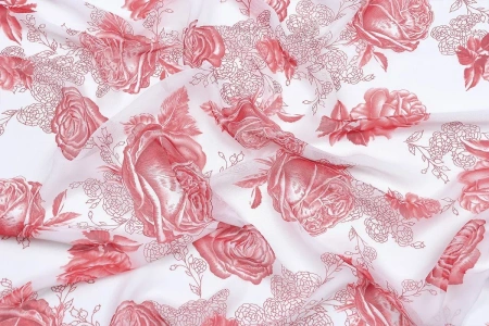 Ткань плательно-блузочная шифон,  Maks Style, цветочный принт, арт 3778 D-1009990 C-2