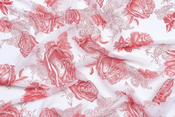 Ткань плательно-блузочная шифон,  Maks Style, цветочный принт, арт 3778 D-1009990 C-2