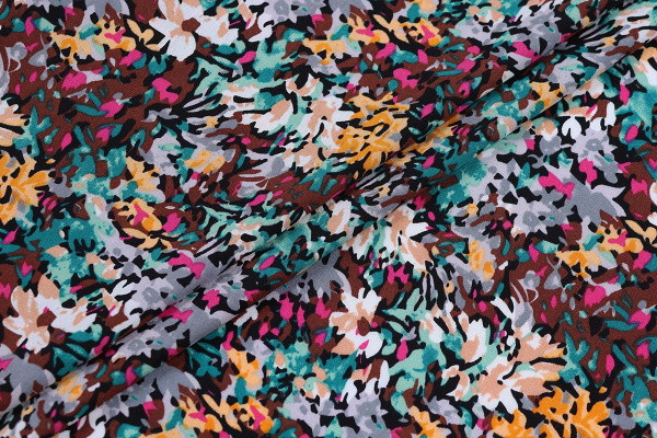 Ткань плательно-блузочная штапель, Maks Style, вискоза 100%, абстракция разноцветная, арт. MS-1237 D-LZD621086 С-3