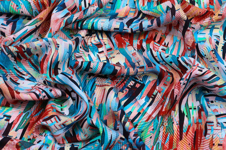 Ткань плательно-блузочная штапель, Maks Style, вискоза 100%, абстракция акварель, арт. MS- 3721 D-2