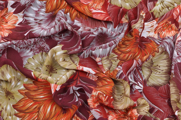 Ткань плательно-блузочная шифон, Maks Style, цветочный принт, арт. C20013A D1016513 C-A