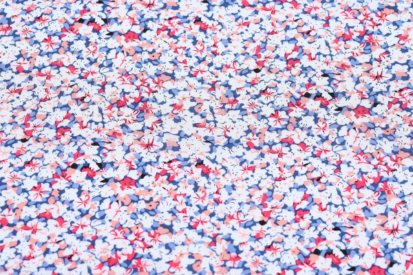 Ткань плательно-блузочная штапель, Maks Style, вискоза 100%, цветочный принт сиреневый, арт. MS- 2201 D-27