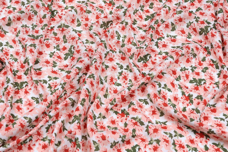 Ткань плательно-блузочная штапель, Maks Style, вискоза 100%, цветочный принт розовый, арт. MS- 2201 D-2