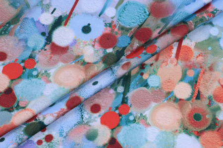 Ткань плательно-блузочная вискоза сатин, Maks Style, вискоза 100%, акварель, арт. D- 54