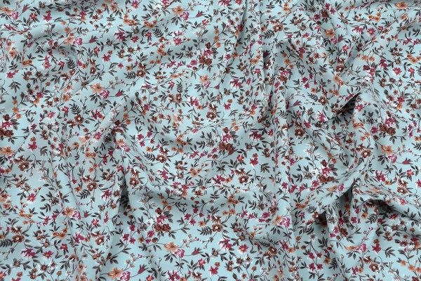 Ткань плательно-блузочная штапель, Maks Style, вискоза 100%, цветочный принт, арт. MS- 1233 D-8