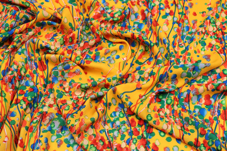 Ткань плательно-блузочная штапель, Maks Style, вискоза 100%, цветочный принт желтый, арт. MS-1173 D-43