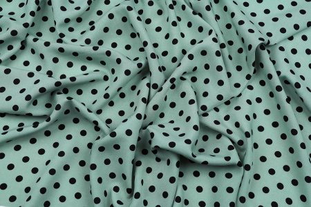 Ткань плательно-блузочная штапель, Maks Style, вискоза 100%, зеленый принт горох, арт. MS- 1146 D-28 С-1