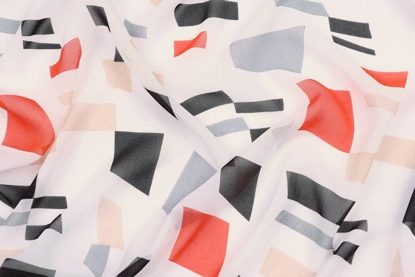 Ткань плательно-блузочная шифон, Maks Style, геометрия, арт MS- 1234 D-LA21001-86 C-2