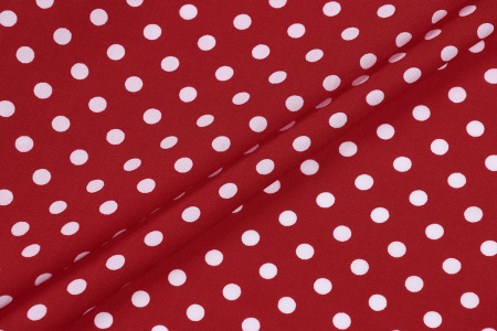 Ткань плательно-блузочная штапель, Maks Style, вискоза 100%, красный принт горох, арт. MS- 1146 D-30 С-6