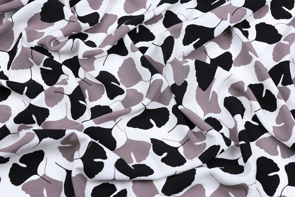 Ткань плательно-блузочная штапель, Maks Style, вискоза 100%, листья, арт. MS- 1233 D-11