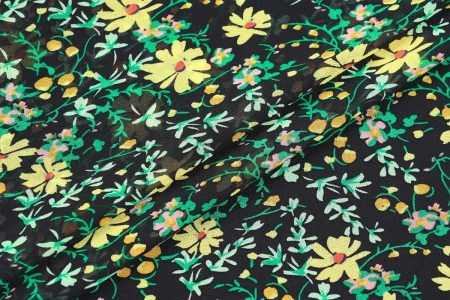 Ткань плательно-блузочная шифон, Maks Style, цветочный принт, арт. MS- 1234 D-30 C-1