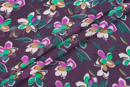 Ткань плательно-блузочная шифон, Maks Style, цветочный принт, арт. SI-3778-18 D-1013238 C-C