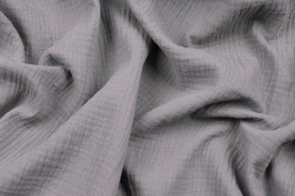 Ткань плательно-блузочная муслин однотонный, Maks Style, хлопок 100%, цвет серый, арт. 1162 D-16