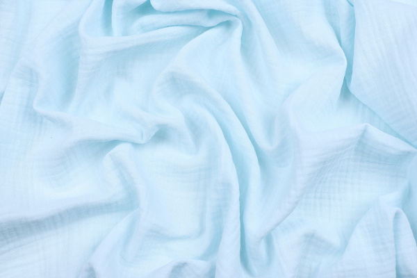 Ткань плательно-блузочная муслин однотонный, Maks Style, хлопок 100%, цвет голубой, арт. 1162 D-10