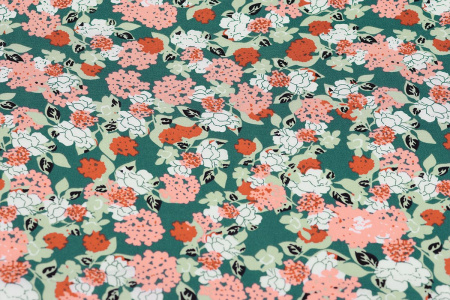 Ткань плательно-блузочная штапель, Maks Style, вискоза 100%, цветочный принт зеленый, арт. MS-1237 D-LZD621077 С-3
