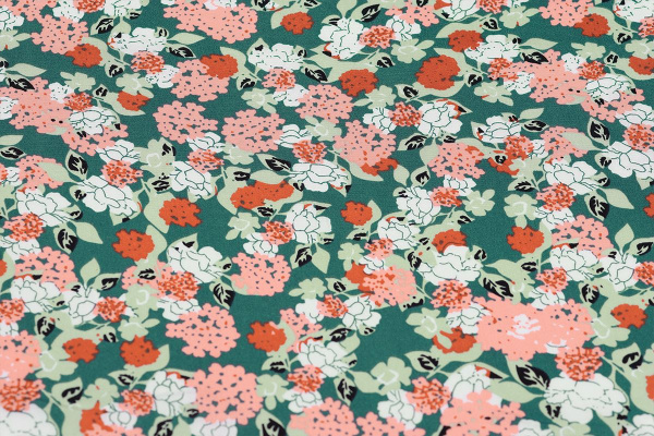Ткань плательно-блузочная штапель, Maks Style, вискоза 100%, цветочный принт зеленый, арт. MS-1237 D-LZD621077 С-3