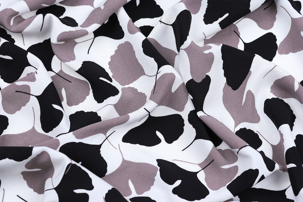 Ткань плательно-блузочная штапель, Maks Style, вискоза 100%, листья, арт. MS- 1233 D-11