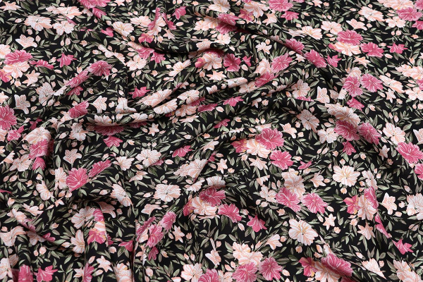 Ткань плательно-блузочная штапель, Maks Style, вискоза 100%, цветочный принт, арт. MS-2201 D-39