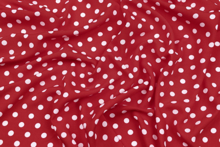 Ткань плательно-блузочная штапель, Maks Style, вискоза 100%, красный принт горох, арт. MS- 1146 D-29 С-6