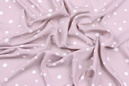 Ткань плательно-блузочная штапель, Maks Style, вискоза 100%, розовый принт горох, арт. MS- 1146 D-31 C-5