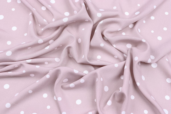 Ткань плательно-блузочная штапель, Maks Style, вискоза 100%, розовый принт горох, арт. MS- 1146 D-31 C-5