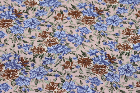 Ткань плательно-блузочная штапель, Maks Style, вискоза 100%, цветочный принт, арт. MS-2201 D-20