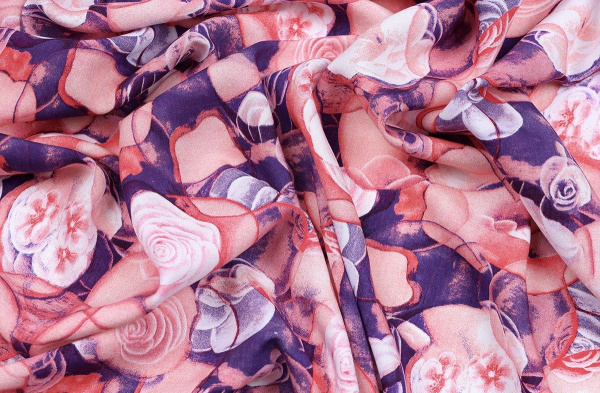 Ткань плательно-блузочная штапель, Maks Style, вискоза 100%, цветочный принт, арт. MS-2547 D-5