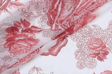 Ткань плательно-блузочная шифон,  Maks Style, цветочный принт, арт 3778 D-1009990 C-2