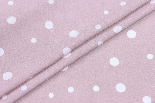 Ткань плательно-блузочная штапель, Maks Style, вискоза 100%, розовый принт горох, арт. MS- 1146 D-31 C-5