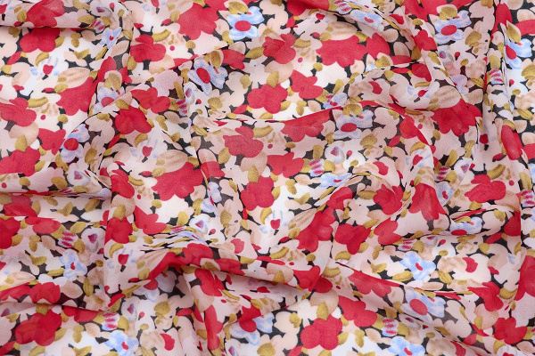 Ткань плательно-блузочная шифон, Maks Style, цветочный принт, арт. MS- 1234 D-23 C-1