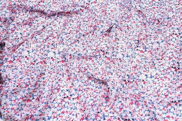 Ткань плательно-блузочная штапель, Maks Style, вискоза 100%, цветочный принт сиреневый, арт. MS- 2201 D-27