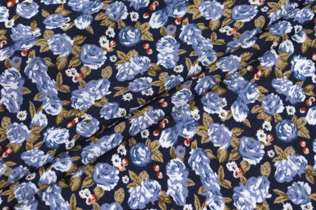 Ткань плательно-блузочная штапель, Maks Style, вискоза 100%, цветочный принт, арт. MS-1180 D-19