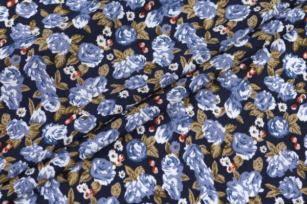 Ткань плательно-блузочная штапель, Maks Style, вискоза 100%, цветочный принт, арт. MS-1180 D-19