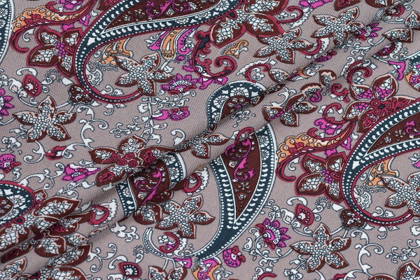 Ткань плательно-блузочная штапель, Maks Style, вискоза 100%, цветочный принт огурцы, арт. SI- 3020 /17 D-12 C-3