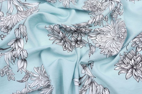 Ткань плательно-блузочная вискоза нейлон, Maks Style, вискоза 80%, нейлон 20%, цветочный принт, арт. MS- 1120 D- 4 С- 1