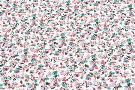 Ткань плательно-блузочная штапель, Maks Style, вискоза 100%, цветочный принт светлый, арт. MS-1180 D-7