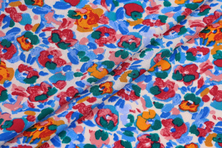 Ткань плательно-блузочная штапель, Maks Style, вискоза 100%, цветочный принт акварель, арт. MS-1237 D-LZD621048 С-2