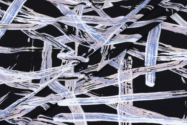 Ткань плательно-блузочная штапель, Maks Style, вискоза 100%, абстракция, полоски, арт. MS- 2209 D- 5 C- 2