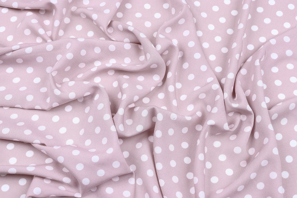Ткань плательно-блузочная штапель, Maks Style, вискоза 100%, розовый принт горох, арт. MS- 1146 D-29 С-5