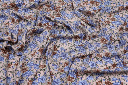 Ткань плательно-блузочная штапель, Maks Style, вискоза 100%, цветочный принт, арт. MS-2201 D-20