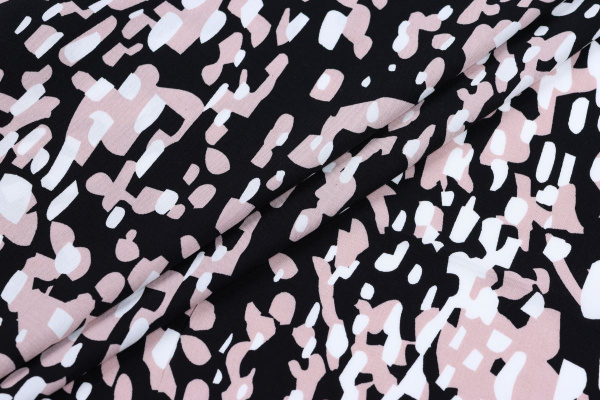 Ткань плательно-блузочная штапель, Maks Style, вискоза 100%, цвет ткани черный, арт. MS- 2208 D-6 C-2