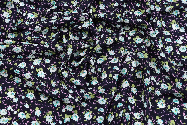 Ткань плательно-блузочная штапель, Maks Style, вискоза 100%, цветочный принт, арт. MS-2600 D-41 C-1