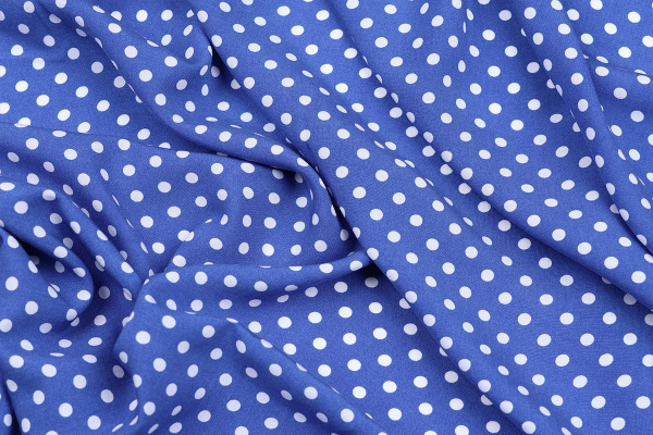 Ткань плательно-блузочная штапель, Maks Style, вискоза 100%, синий принт горох, арт. MS- 1146 D-30 С-4