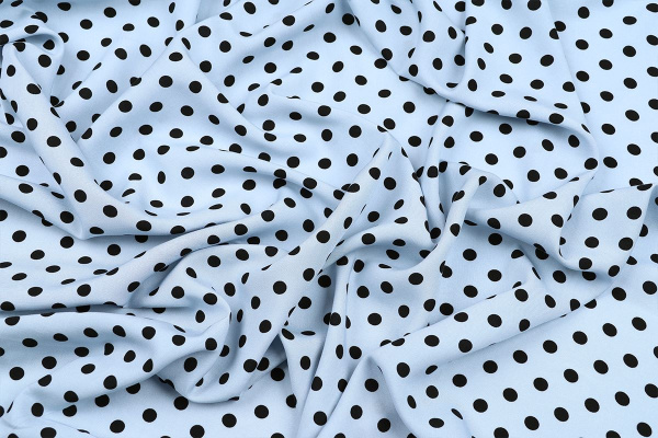 Ткань плательно-блузочная штапель, Maks Style, вискоза 100%, голубой принт горох, арт. MS- 1146 D-28 С-5