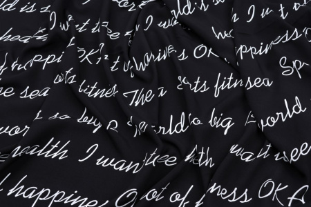 Ткань плательно-блузочная штапель, Maks Style, вискоза 100%, цвет ткани черный, слова, арт. MS- 1226 D-25 C-2